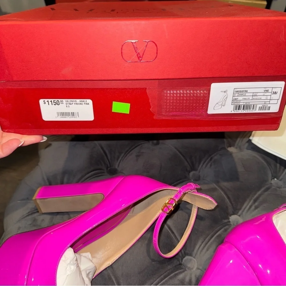 Size 38.5 Valentino Garavani 135mm Tan-go patent leather pumps Hot Pink